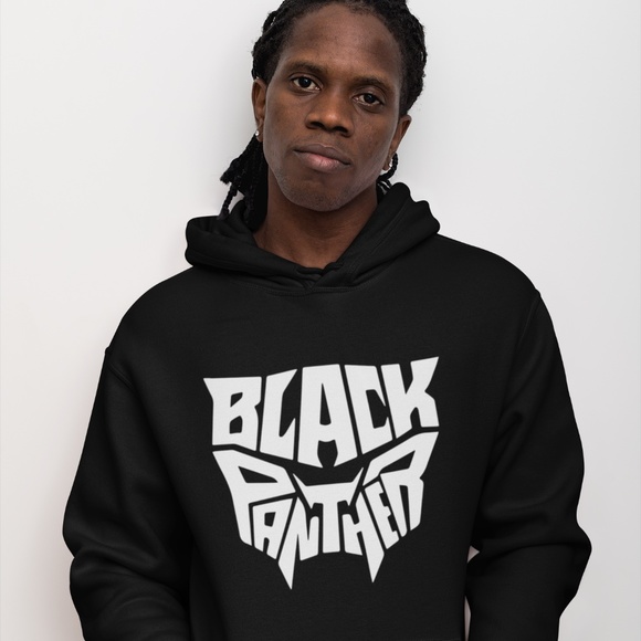 BLACK PANTHER - BLACK AND WHITE: DESIGN; UNISEX CUSTOM HOODIE - Picture 2 of 5